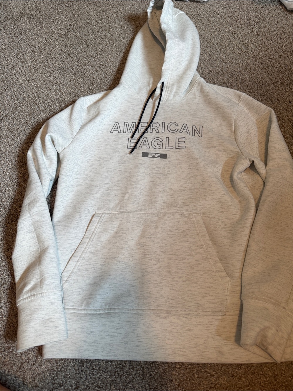 American Eagle Outfitters Light Gray Pullover Hoodie with Logo